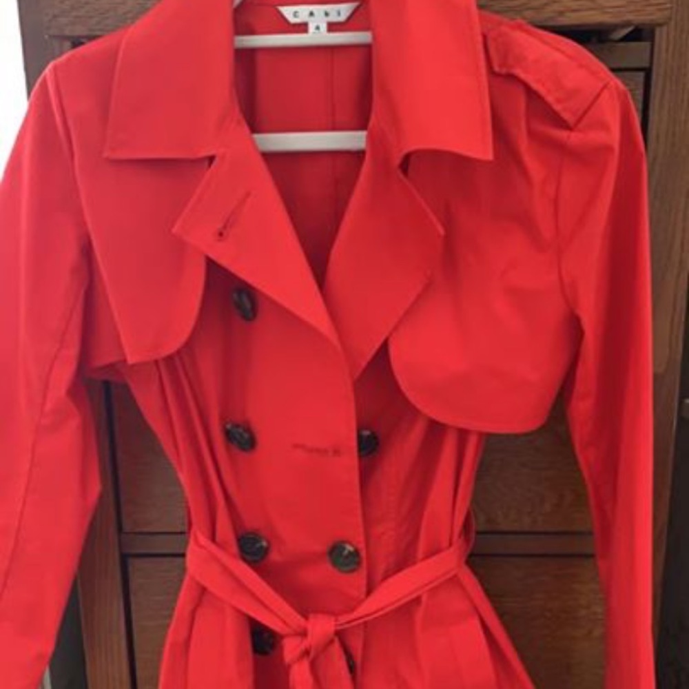 Cabi red poppy trench coat
